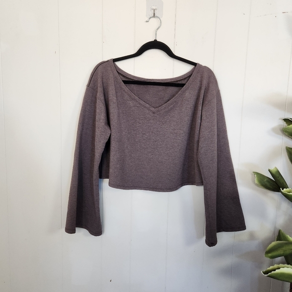Lululemon Show Your Depth Long Sleeve Heathered Antique Bark Cropped Sweatshirt - Picture 5 of 11